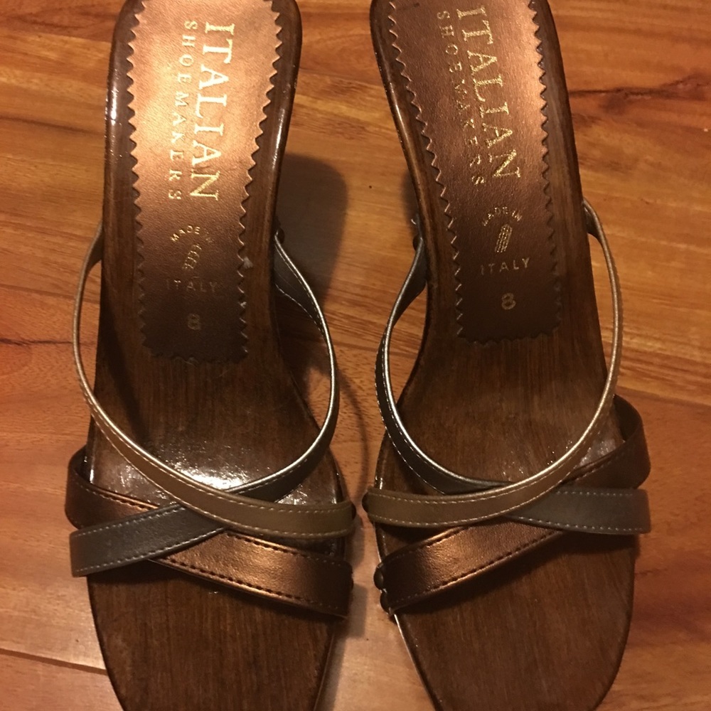 Italian shoemaker brown wedge sandals